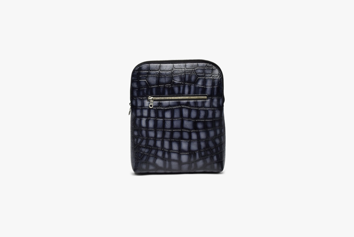Front View of Leather Sharar File Holder in Black