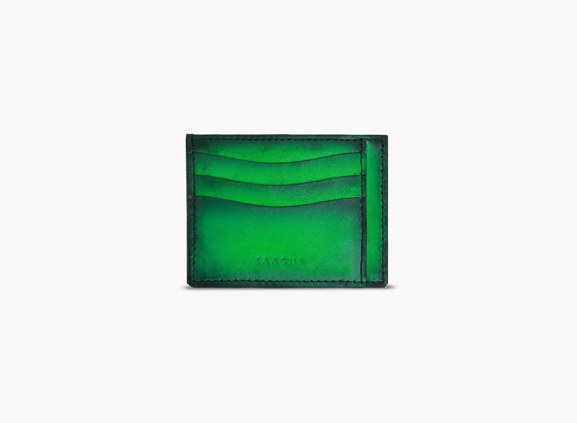 Outer View of Leather Moro Card Holder in Green