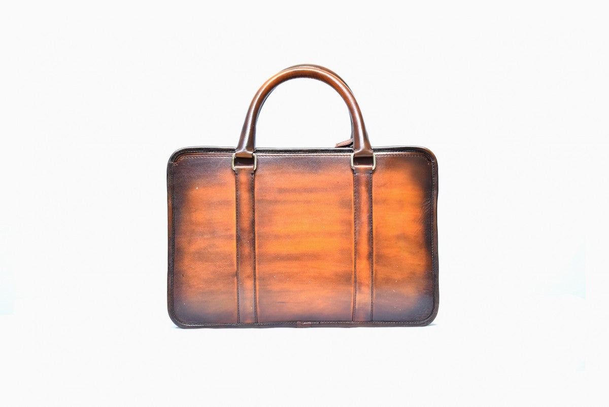 Back view of Leather Kohat Briefcase in brown