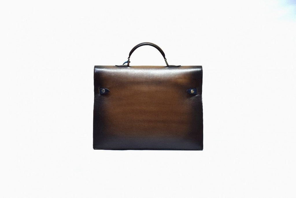 Back view of Leather Sehnsa File Case Satchel in Brown