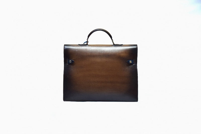 Back view of Leather Sehnsa File Case Satchel in Brown