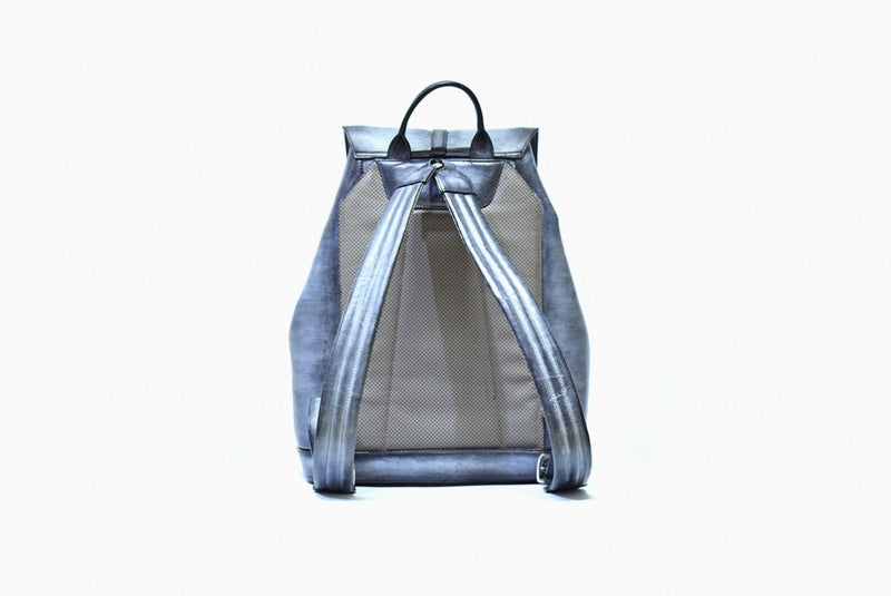 Back view of Leather Trivor Backpack in grey