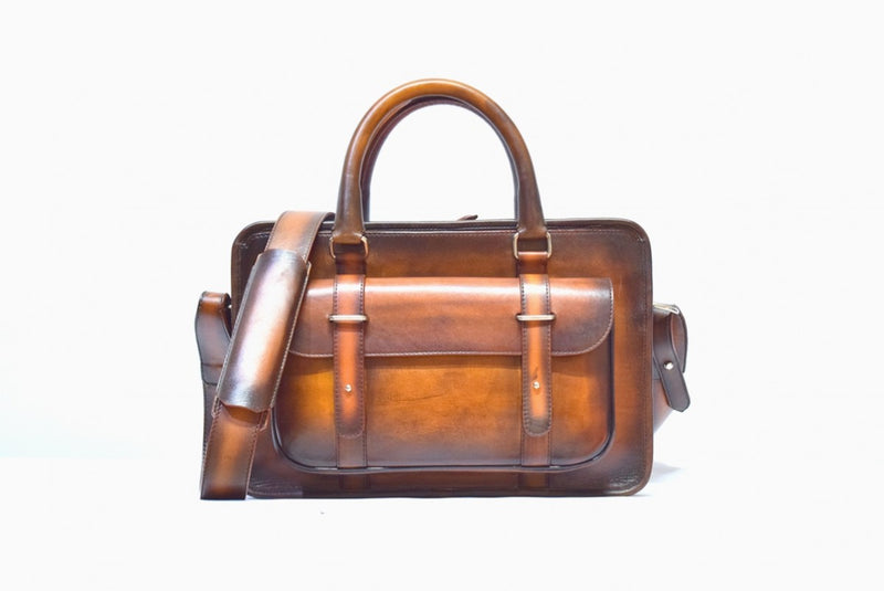 Front view of Leather Kohat Briefcase in brown