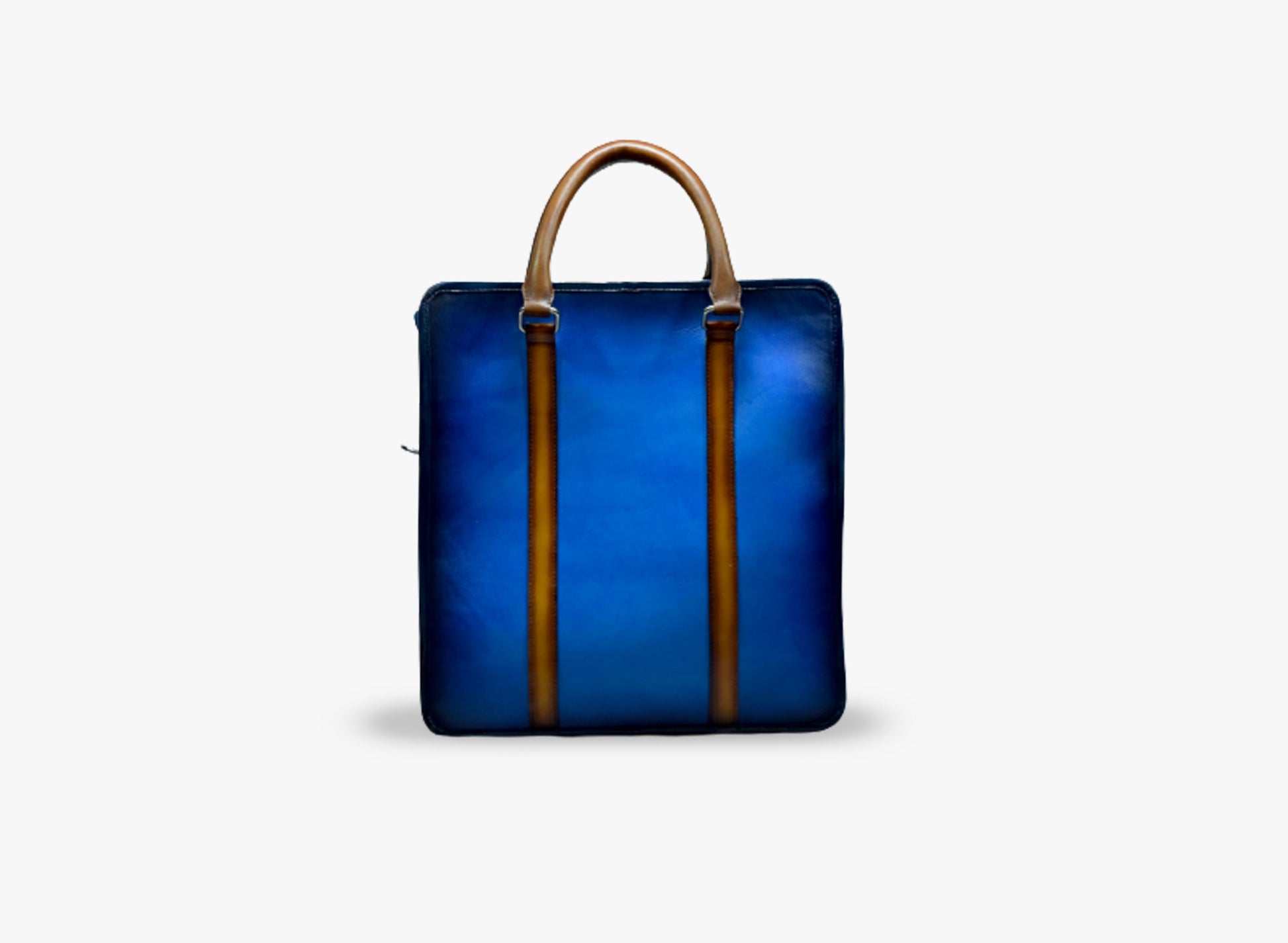 Back view of Leather Hari Briefcase in blue