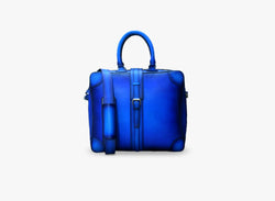 Front view of Leather Kolpur Weekender Bag in Blue