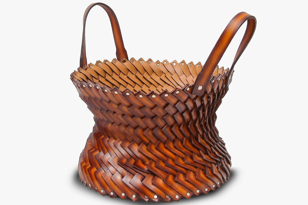 Medium Woven Leather Basket 