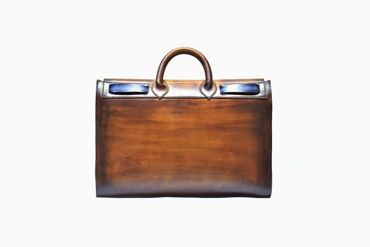 Back view of Leather Moro Satchel in Brown