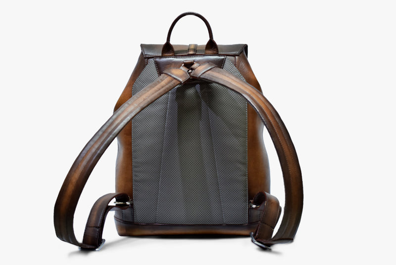 Back view of Leather Trivor Backpack in brown