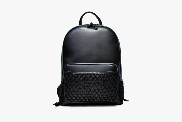 Front view of Leather Domel Backpack in Black