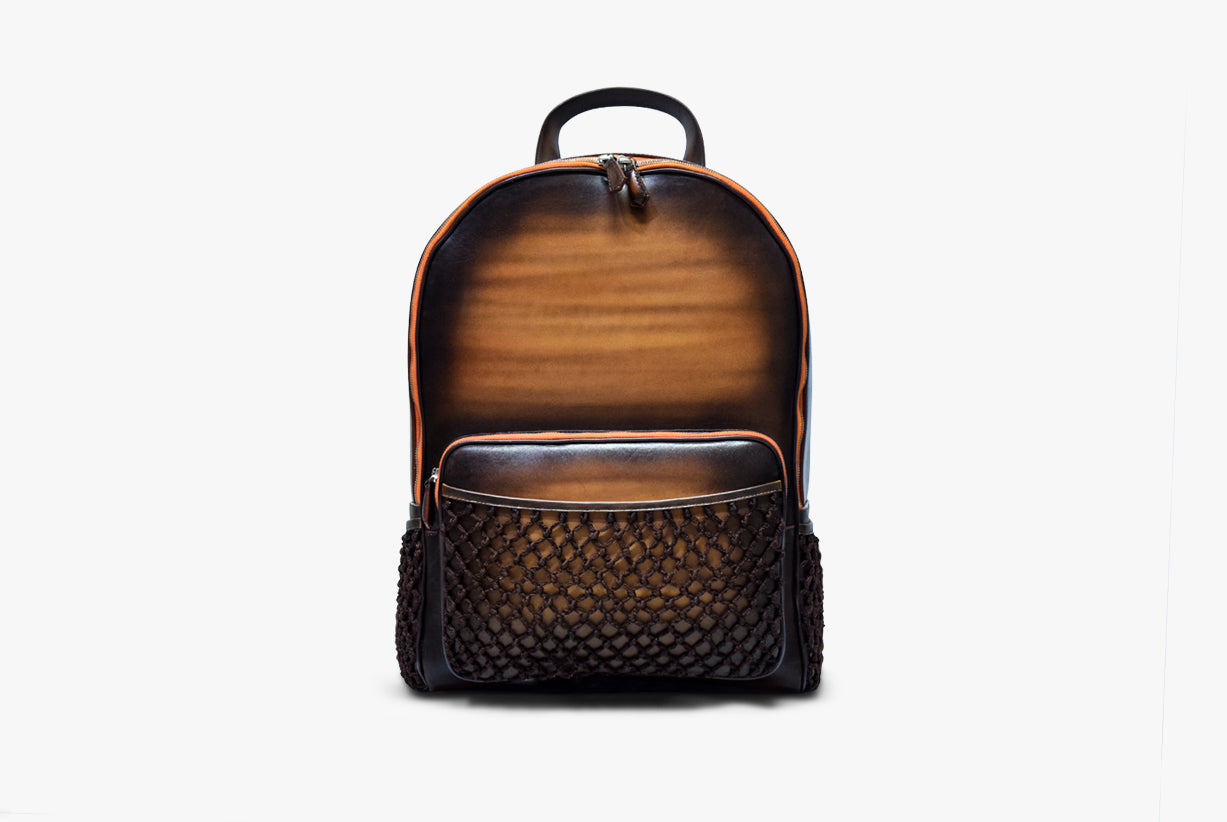 Front view of Leather Domel Backpack in Brown