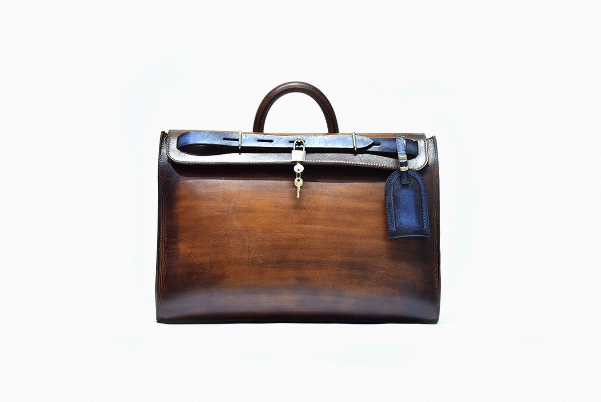 Front view of Leather Moro Satchel in Brown