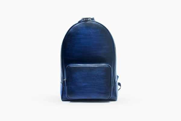 Front view of Leather Alozai Urban Backpack in Dark Blue