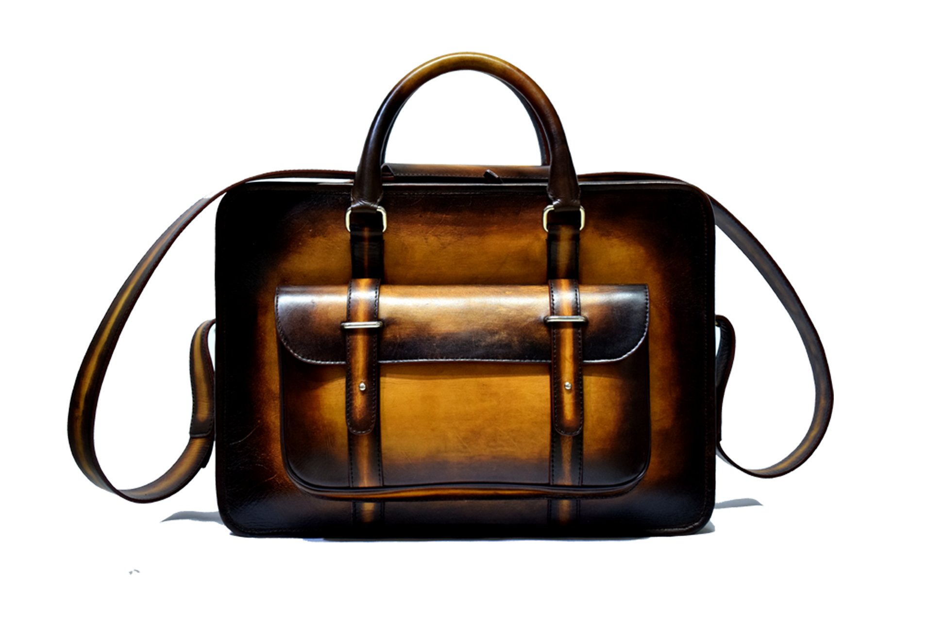 Front view of Leather Kohat Briefcase in mustard