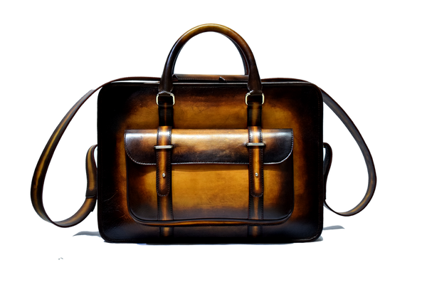 Front view of Leather Kohat Briefcase in mustard