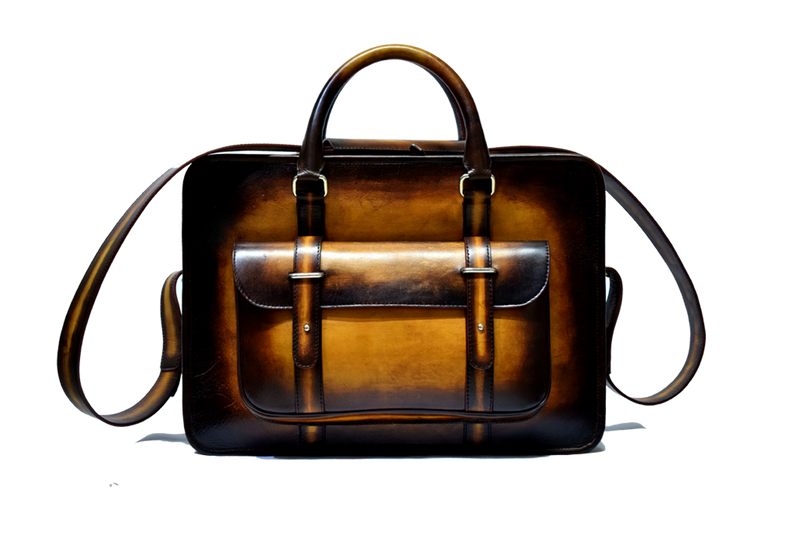 Front view of Leather Kohat Briefcase in mustard