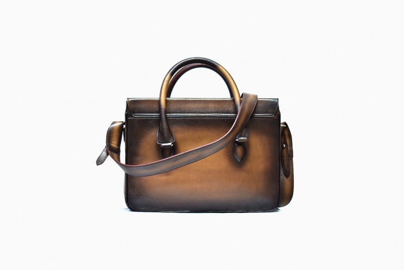 Full Back view of Leather Thor Briefcase in Brown