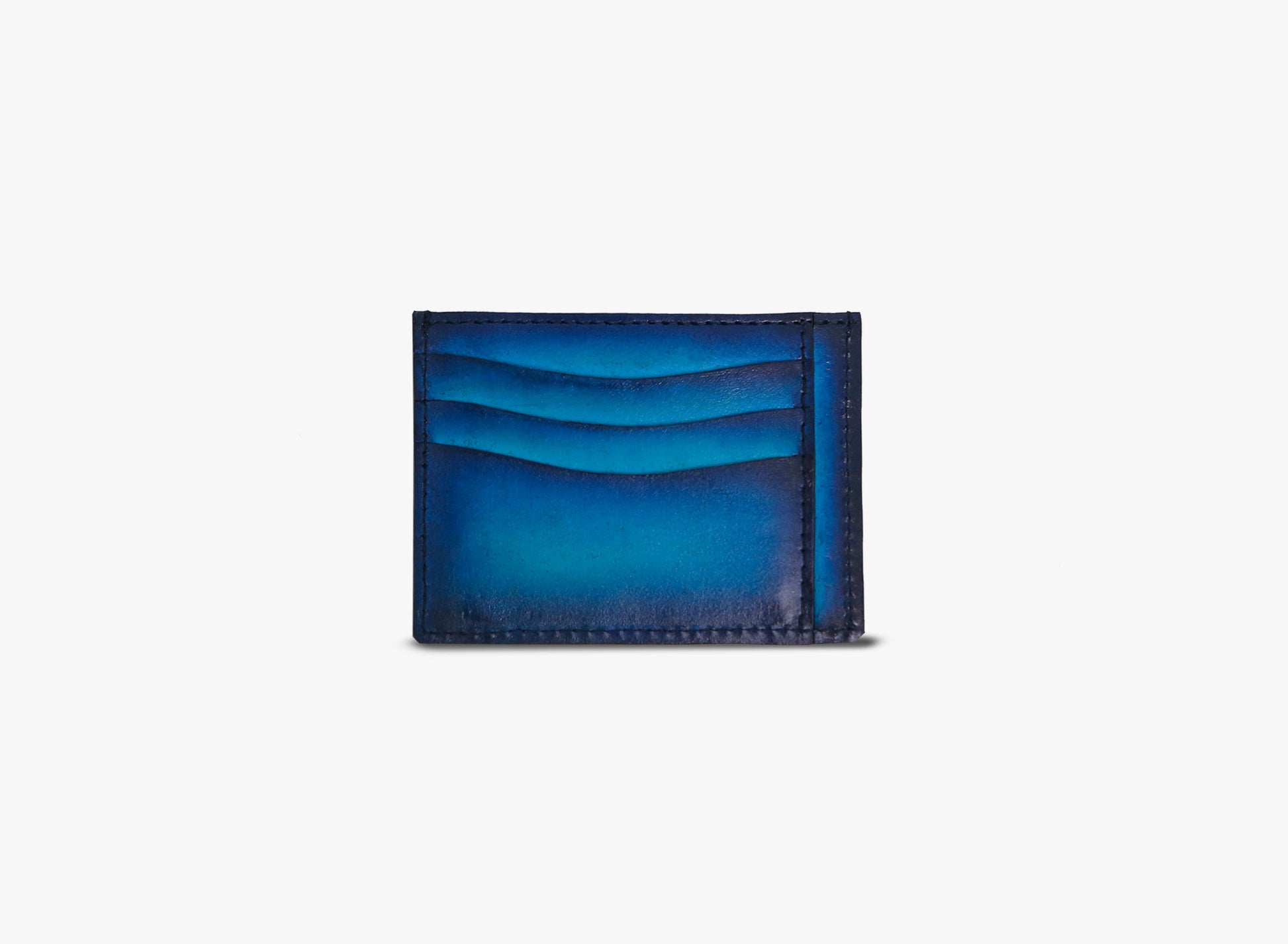 Inner View of Leather Moro Card Holder in Blue