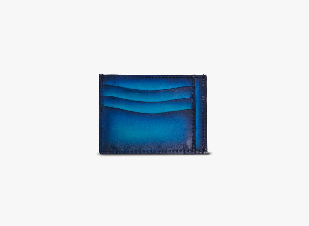 Inner View of Leather Moro Card Holder in Blue