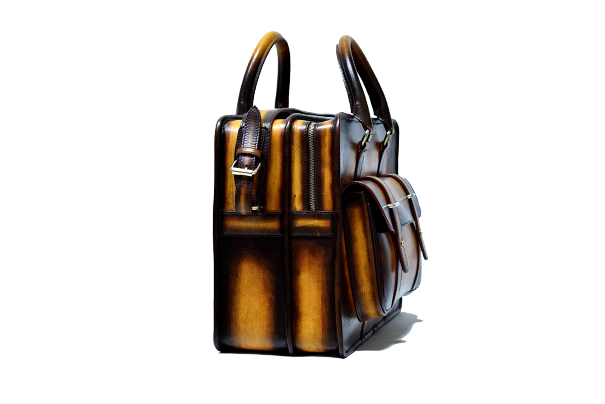 Other Side view of Leather Kohat Briefcase in mustard