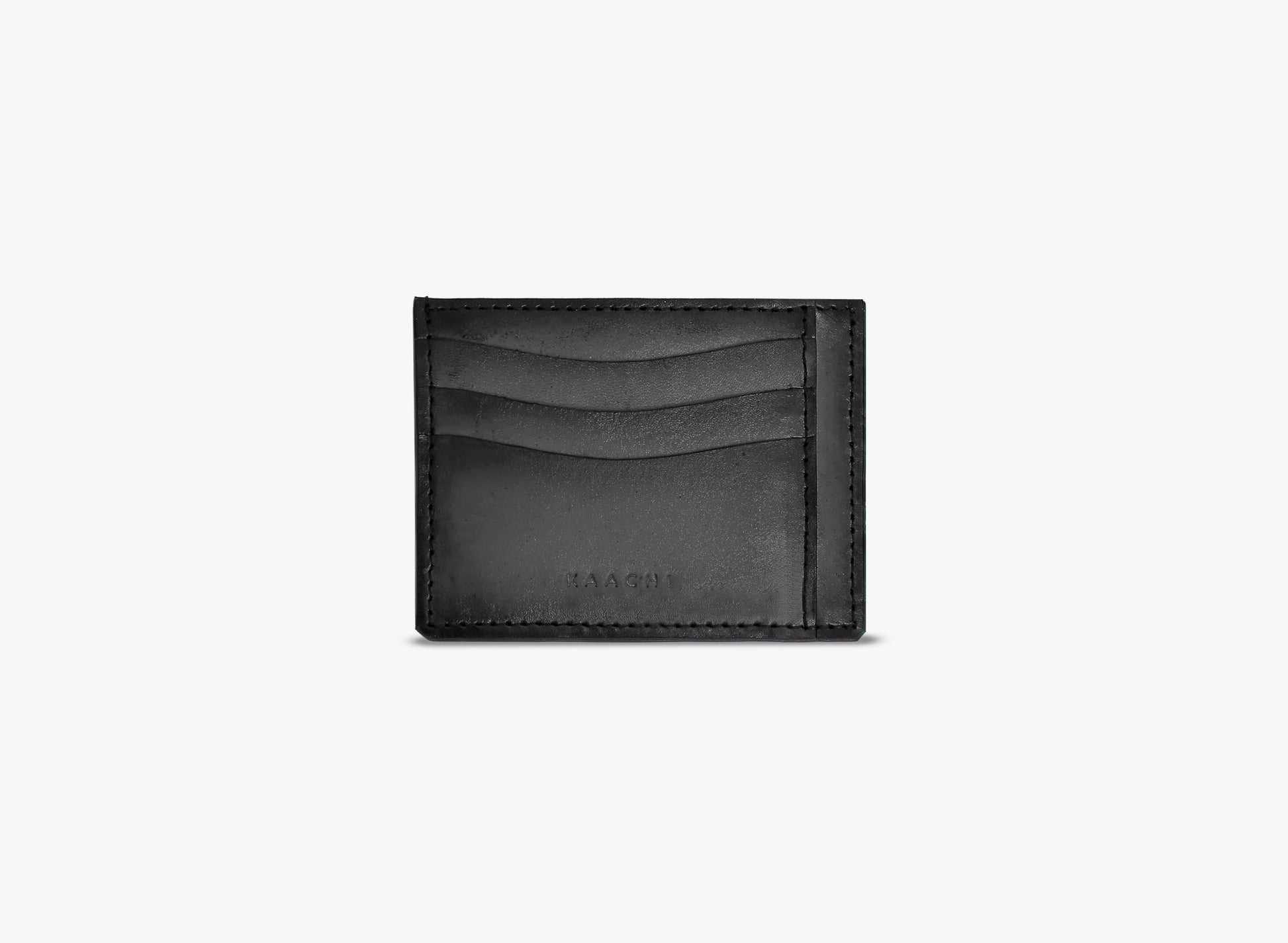Outer View of Leather Moro Card Holder in Grey