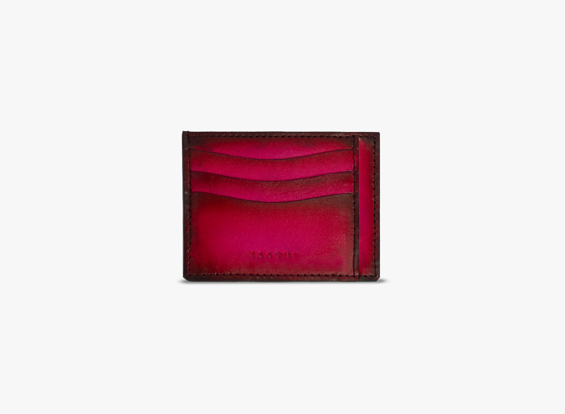 Outer View of Leather Moro Card Holder in Majenta