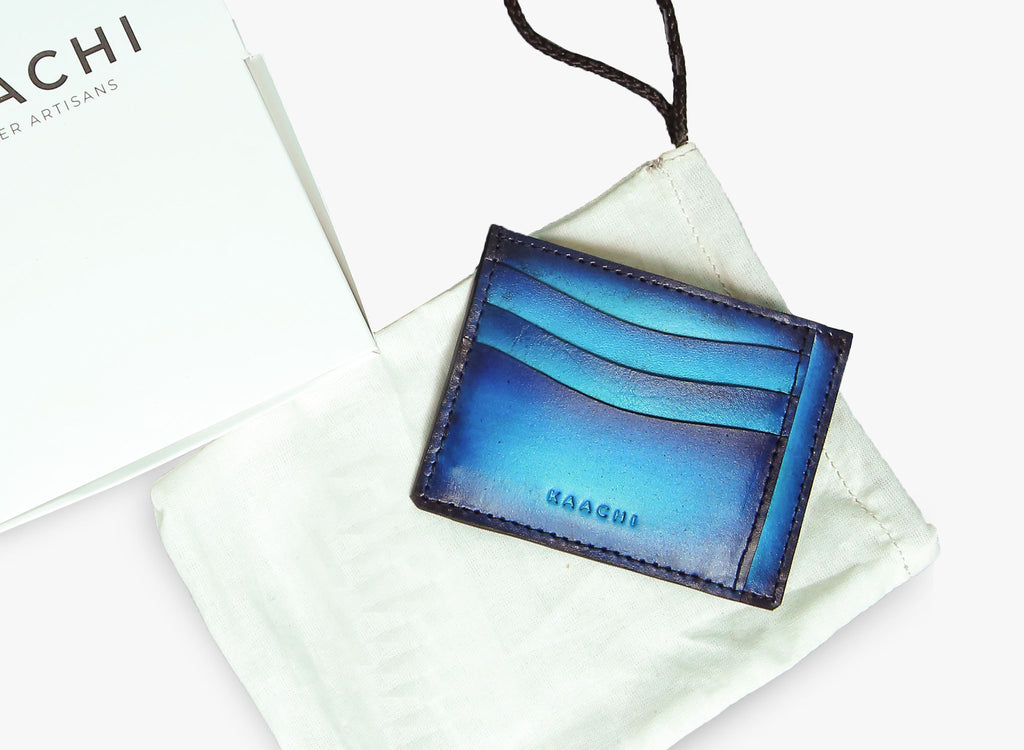Outer View of Leather Moro Card Holder in Tan