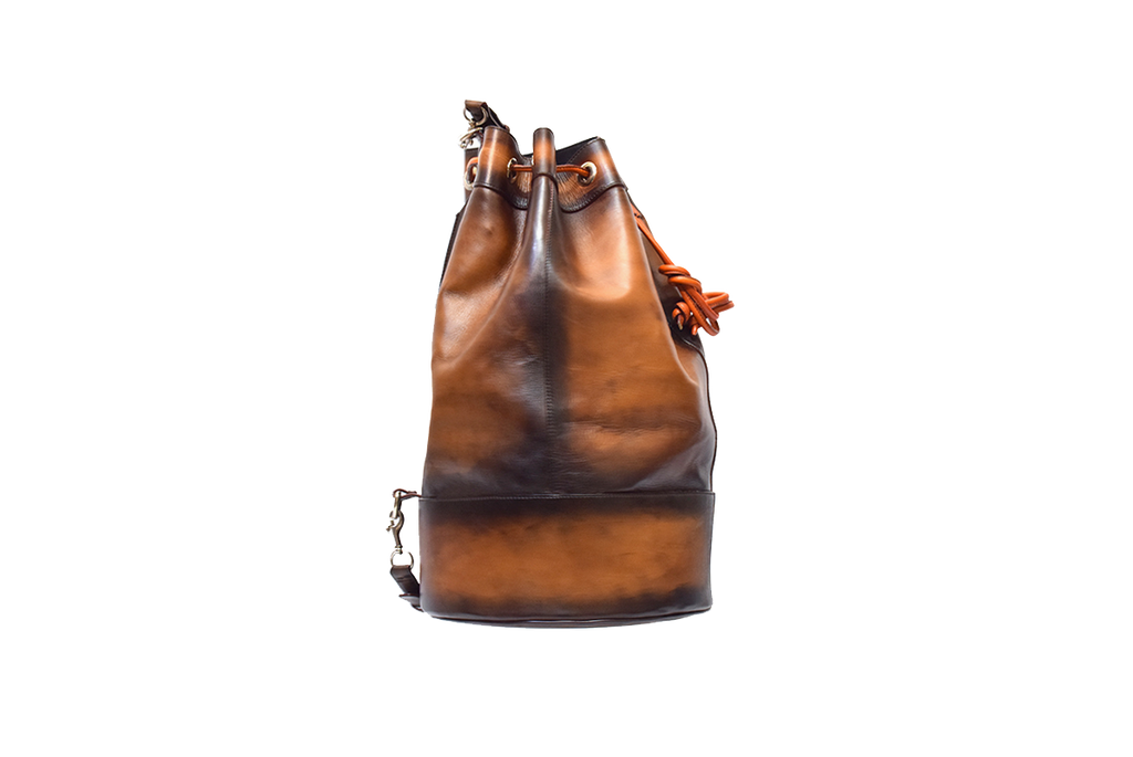 Side view of Leather Bostan Rucksack in brown