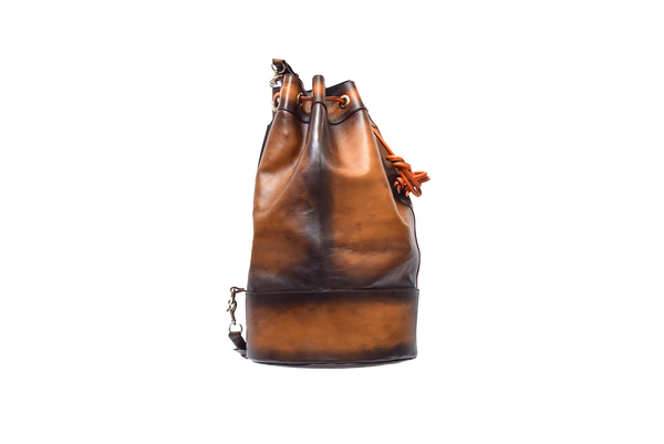 Side view of Leather Bostan Rucksack in brown