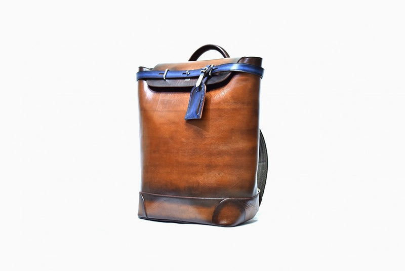 Side view of Leather Sarai Backpack in brown