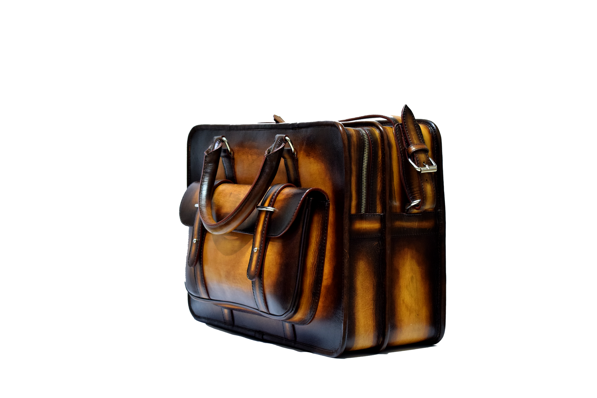 Side view of Leather Kohat Briefcase in mustard