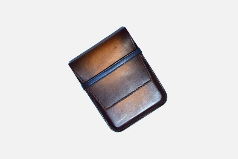 Tilted View of Leather Pencil Case in Brown