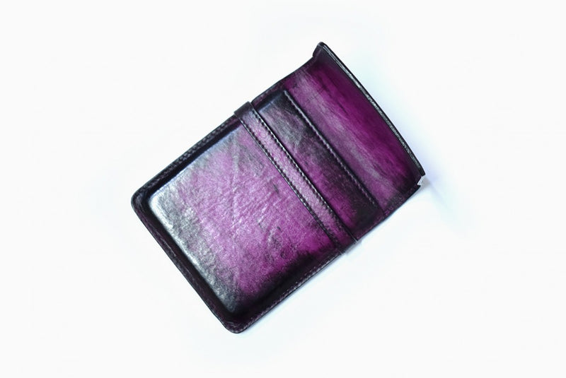 Tilted View of Leather Pencil Case in Purple