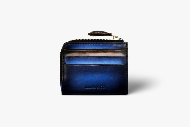 Back view of Leather Coin Wallet in Blue