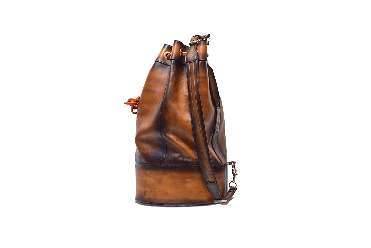 Back view of Leather Bostan Rucksack in brown