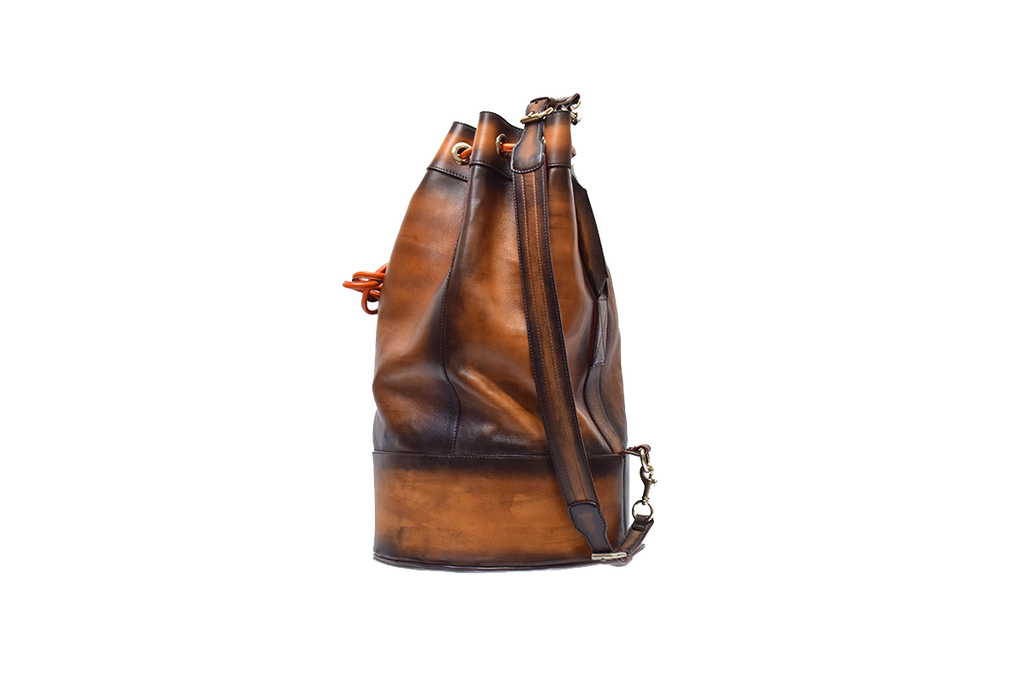 Back view of Leather Bostan Rucksack in brown
