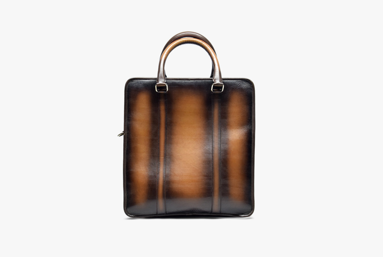 Back view of Leather Hari Briefcase in brown