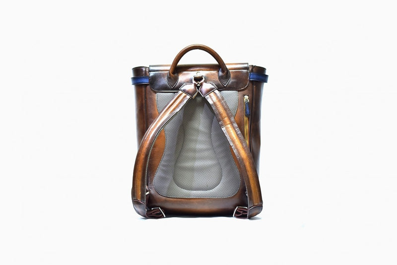 Back view of Leather Sarai Backpack in brown