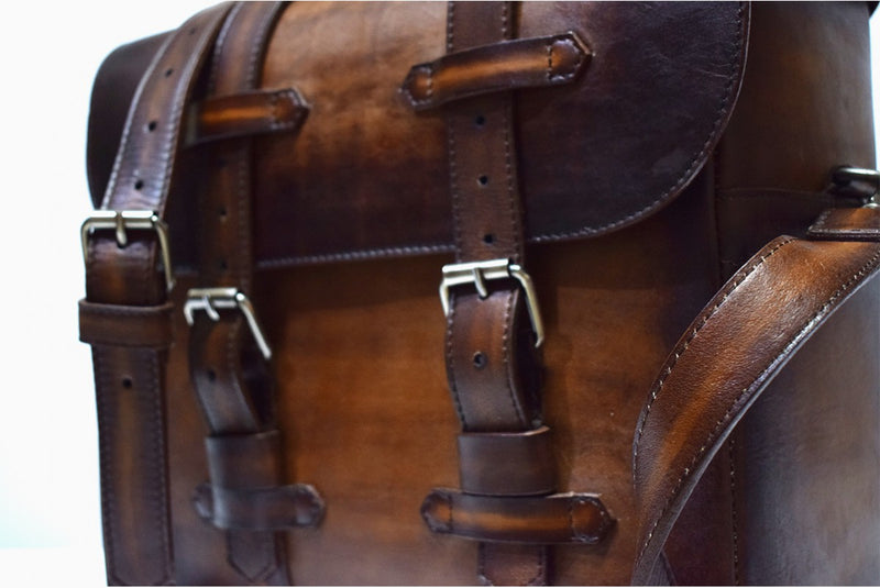 Close view of Leather Miran Crossbody Bag in brown