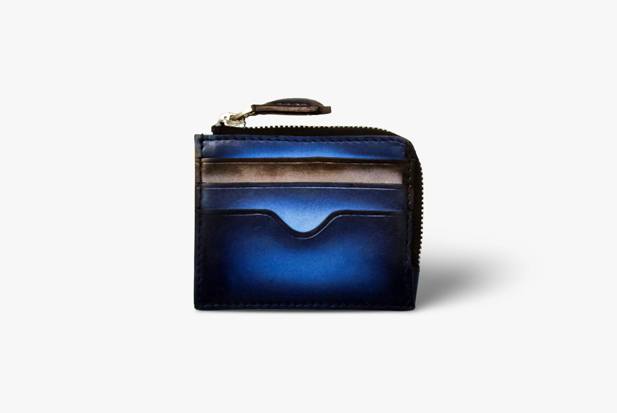 Front view of Leather Coin Wallet in Blue