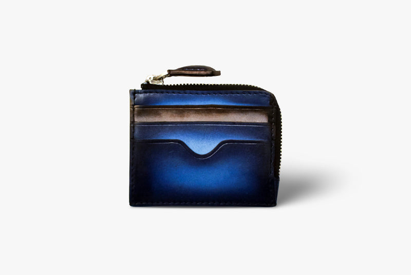 Front view of Leather Coin Wallet in Blue