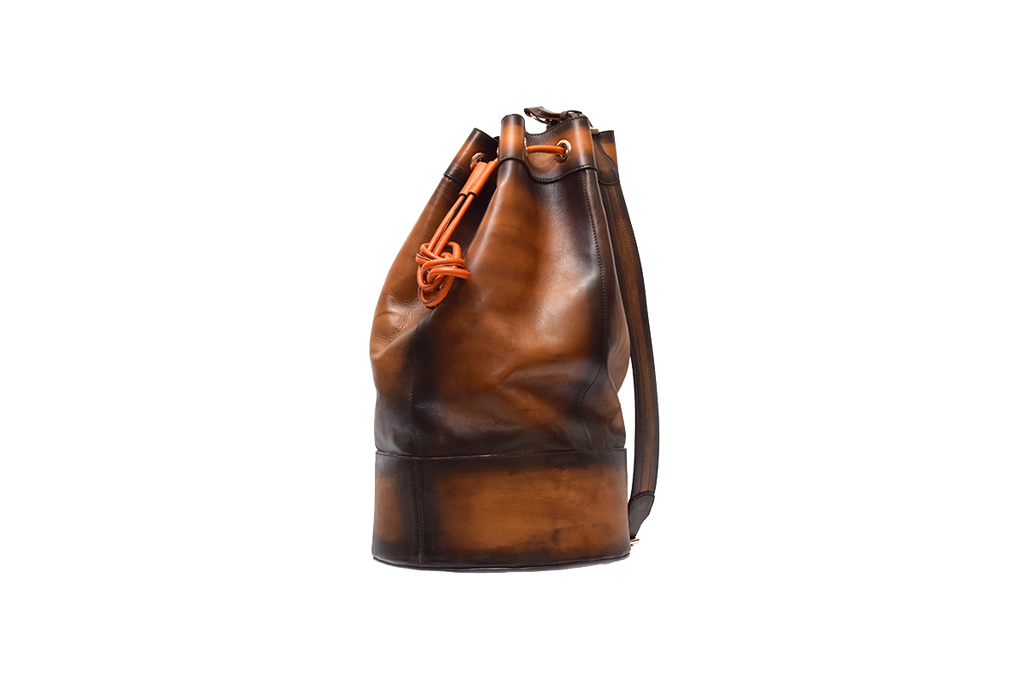 Front view of Leather Bostan Rucksack in brown