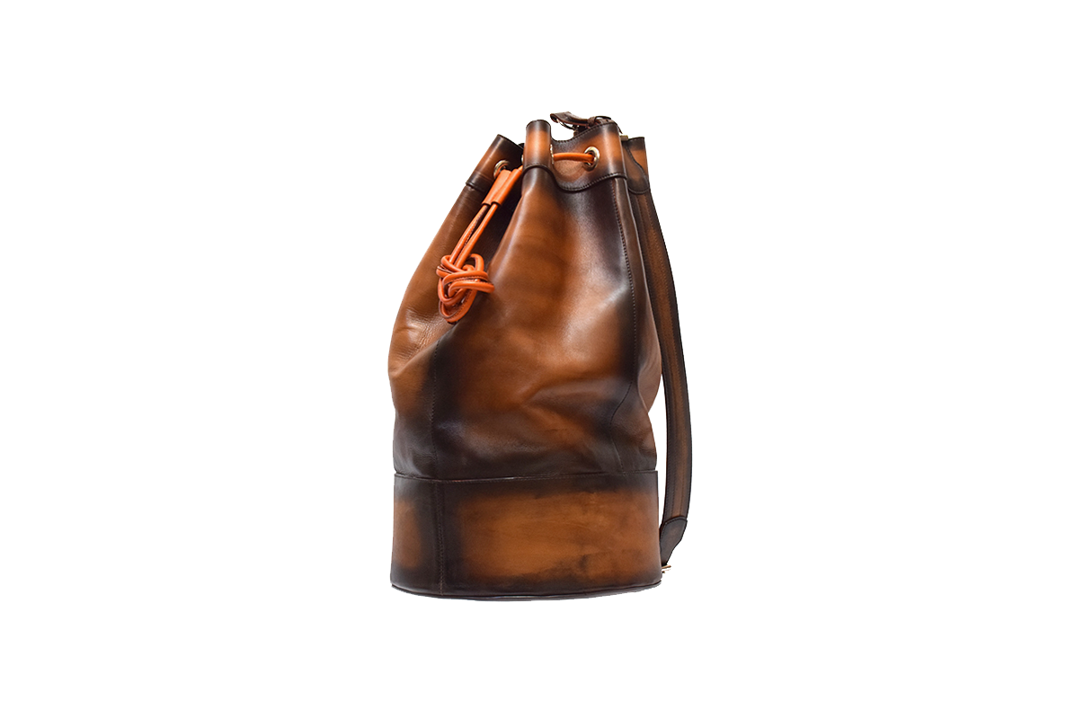 Front view of Leather Bostan Rucksack in brown