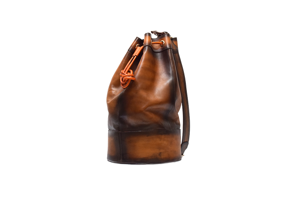 Front view of Leather Bostan Rucksack in brown