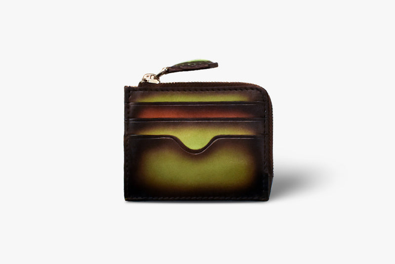 Front view of Leather Coin Wallet in Olive