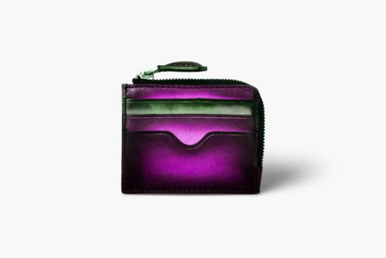 Front view of Leather Coin Wallet in Purple
