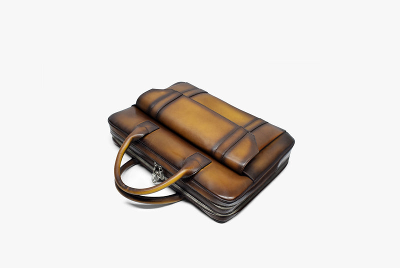 Lay view of Leather Horak Day Bag in brown