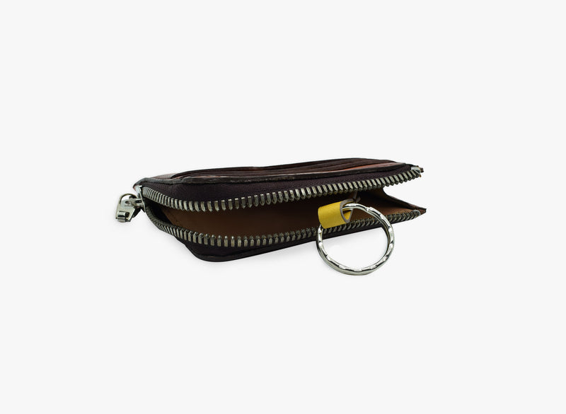 Open view of Leather Coin Wallet in Brown