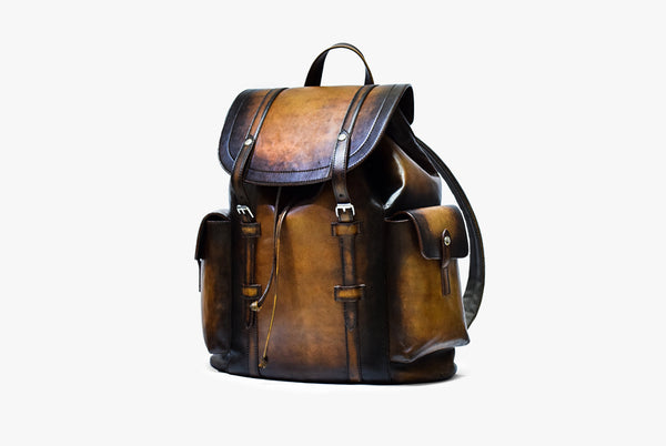 Other Side view of Leather Mach Backpack in brown