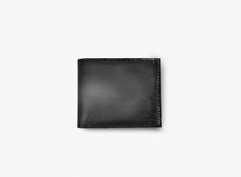 Outer View of Leather Moro Bifold Wallet in Grey