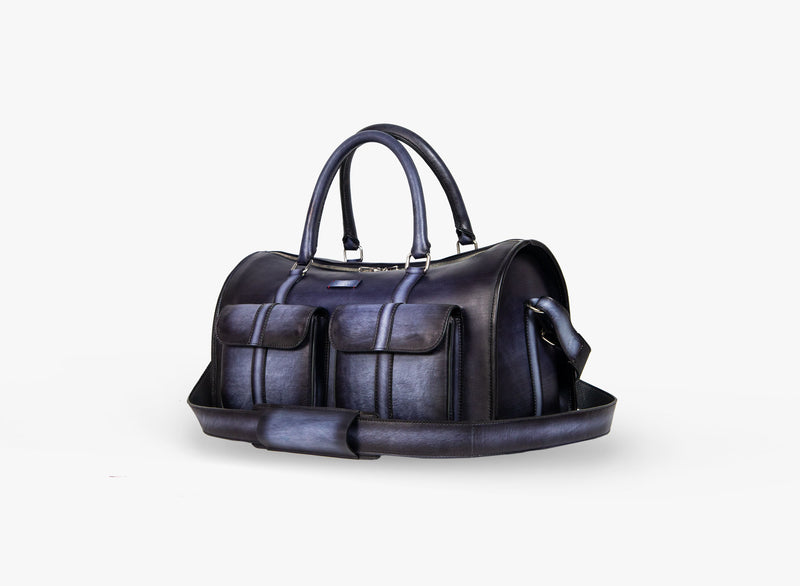 Right view of Leather Dozan Duffel Bag in black